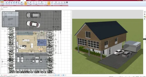 Plano en 2D de una vivienda prefabricada creado con Plan7Architect