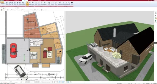 Create your 2D floor plan by accurately drawing and adjusting rooms and walls for your home design.
