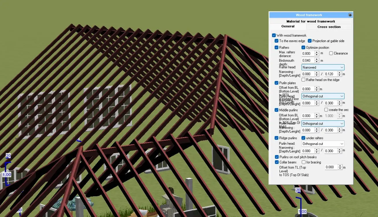 wooden roof structure in Plan7Architect