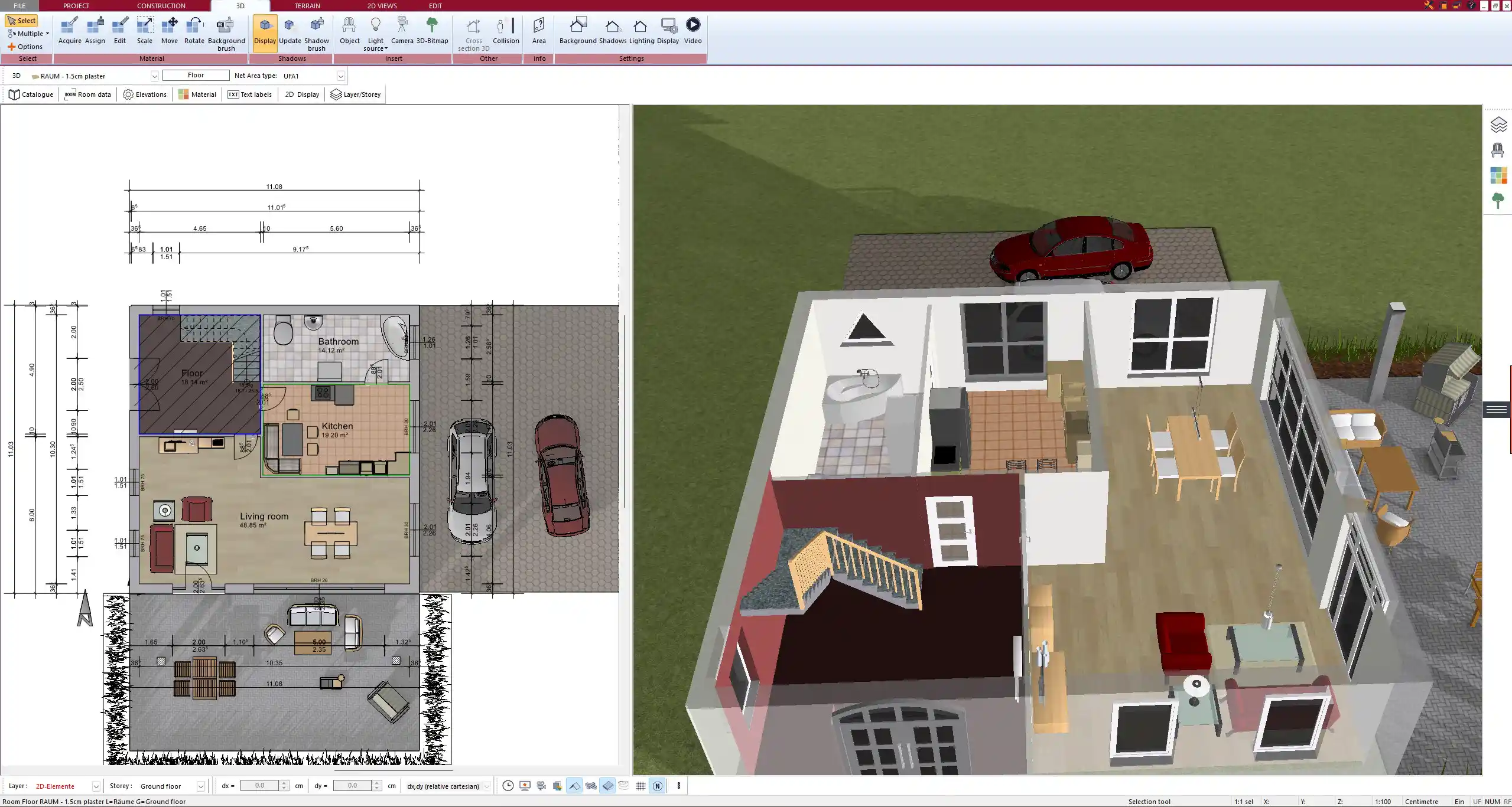 3D visualization of a two-family home layout designed with Plan7Architect