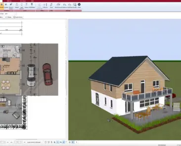 A log house floor plan designed with Plan7Architect, showing precise room layout and wall thickness adjustments