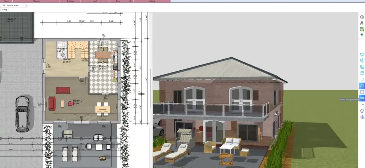 Created with Plan7Architect, this 2D layout shows how living and dining areas can seamlessly flow into one another.