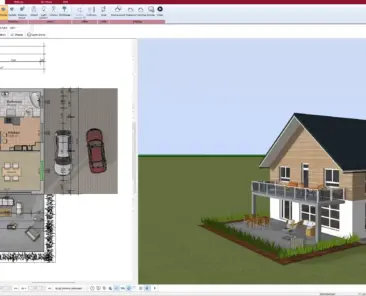 Creating a gable roof design in Plan7Architect – easily adjust pitch, span, and overhangs.