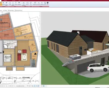 Creating a precise roof truss model in Plan7Architect – Define roof type, pitch, and dimensions.