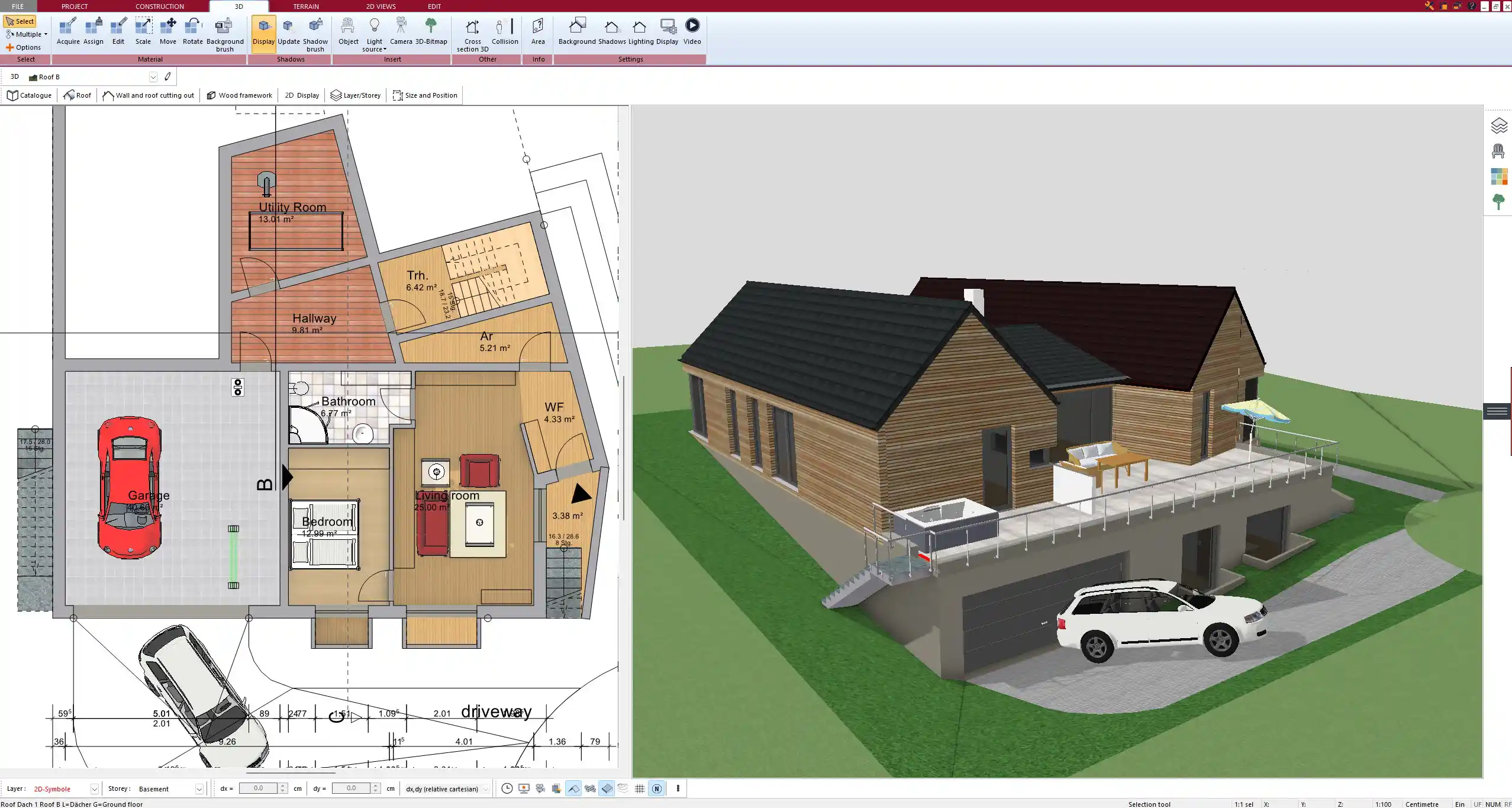 Creating a precise roof truss model in Plan7Architect – Define roof type, pitch, and dimensions.