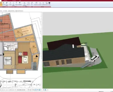 Initial bungalow floor plan setup in Plan7Architect
