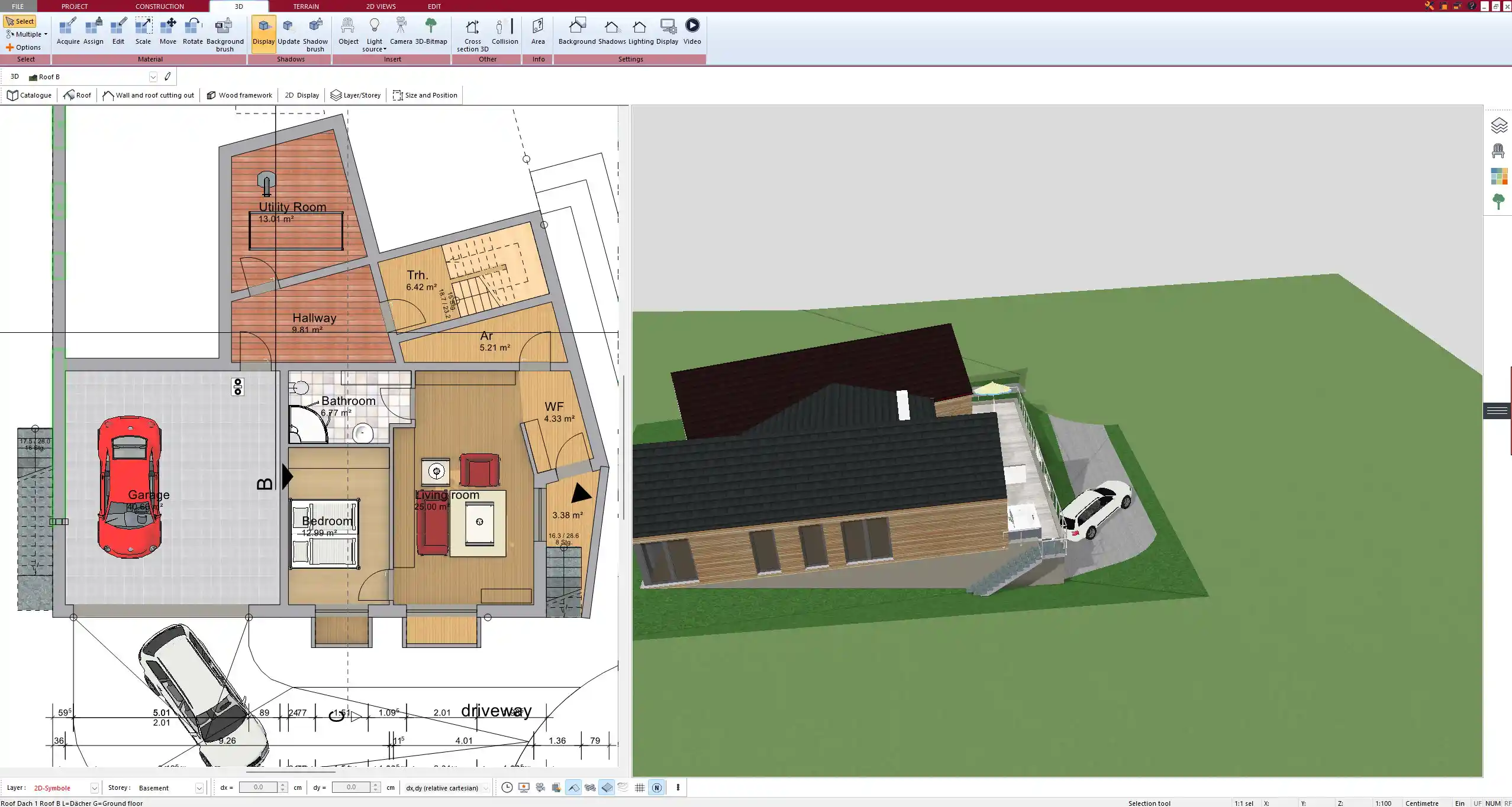 Initial bungalow floor plan setup in Plan7Architect