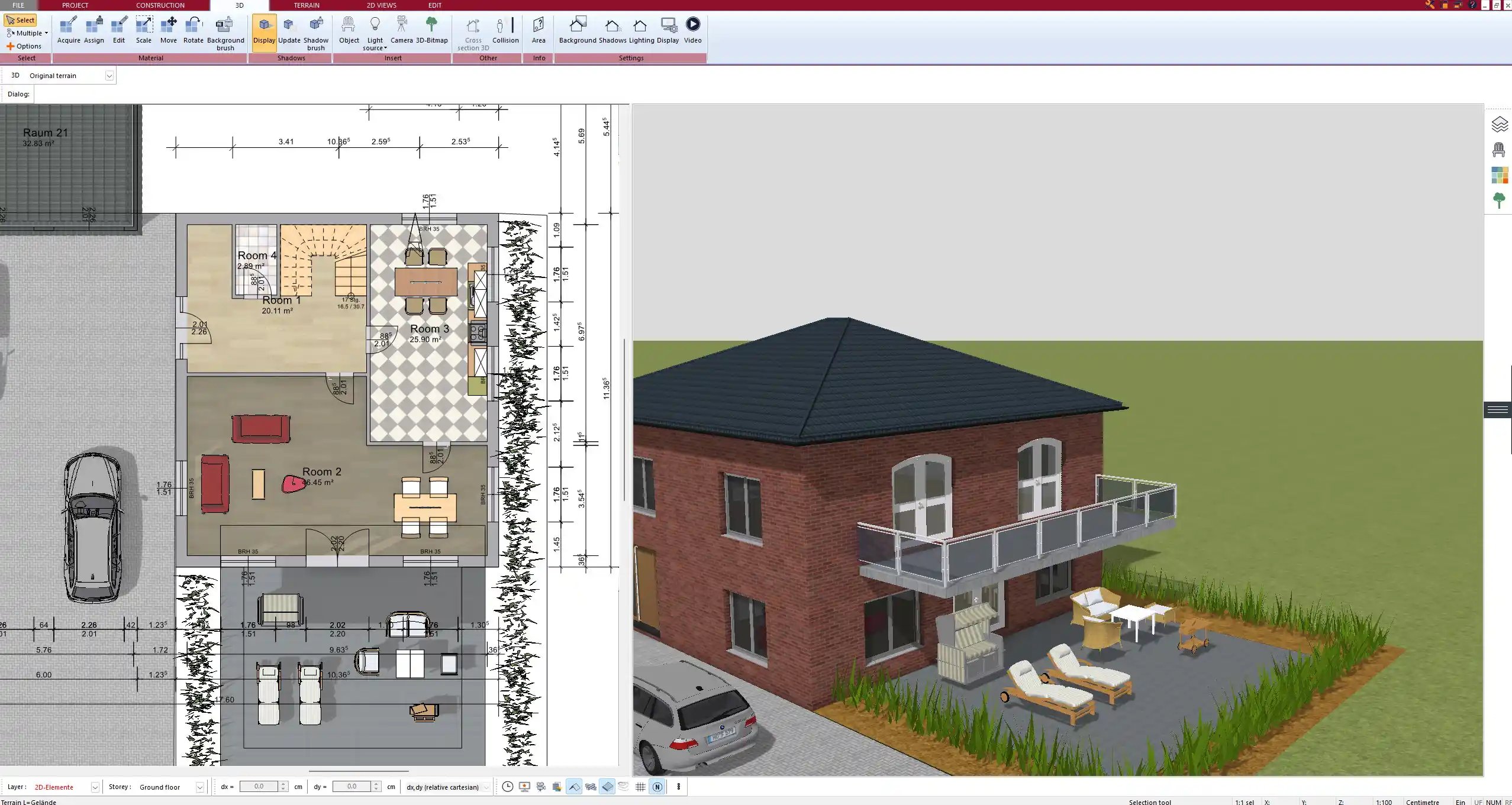 Real-time 3D visualization of the roof structure in Plan7Architect for accurate planning