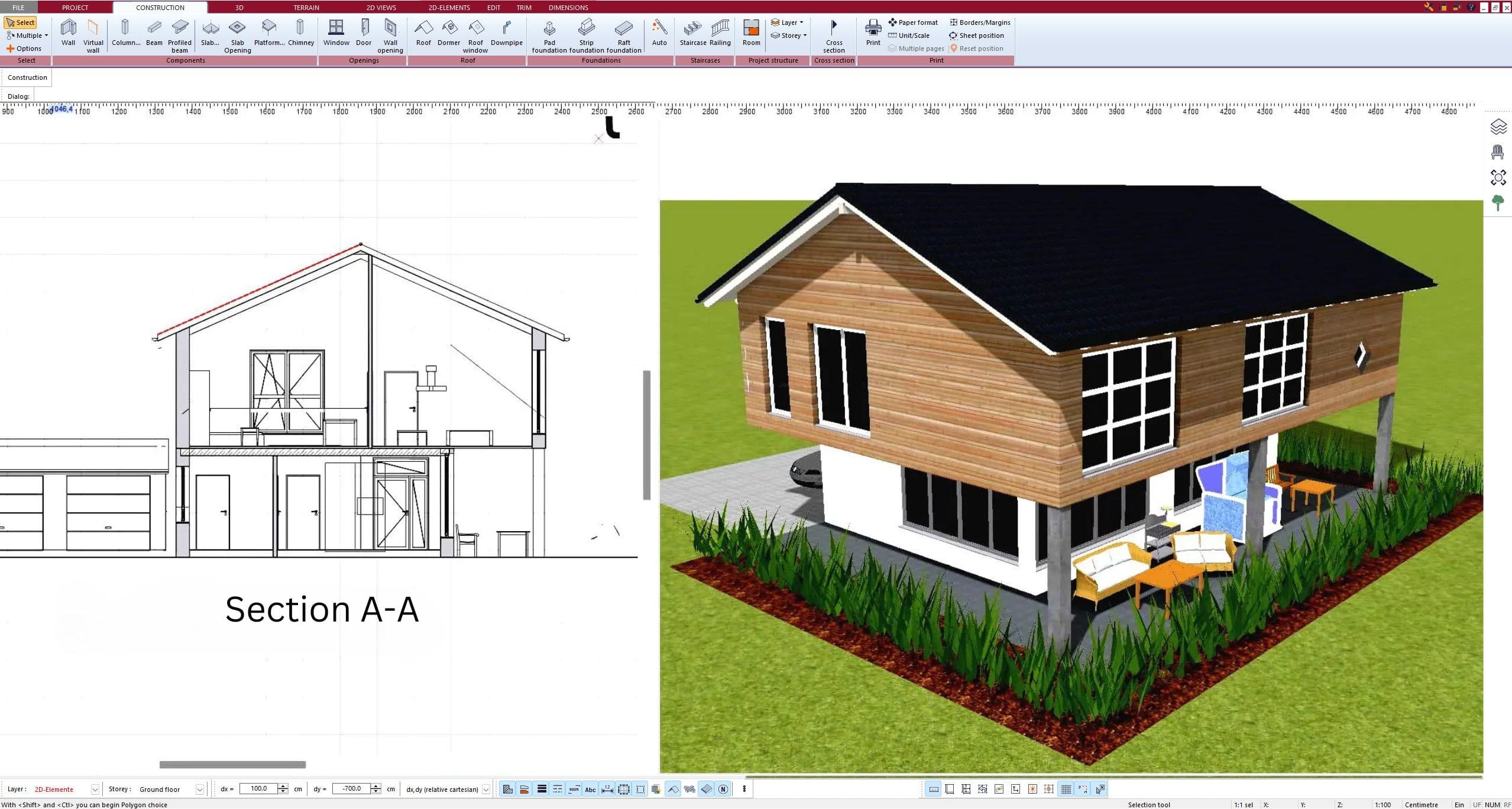 Sections and views for the building application can be created with Plan7Architect (1)