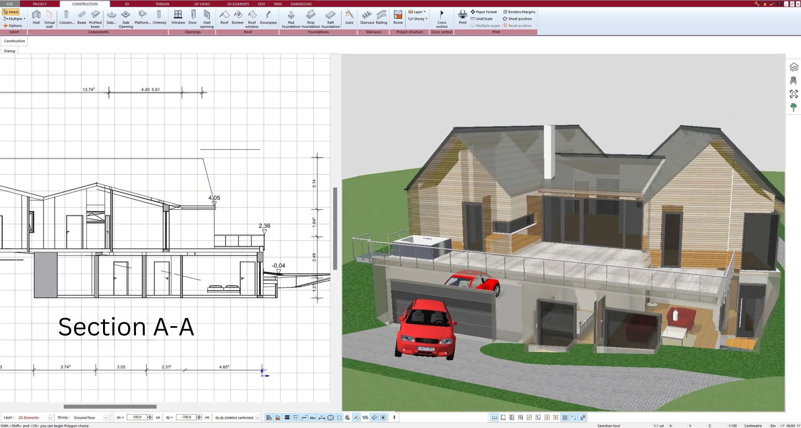 Sections and views for the building application can be created with Plan7Architect (1)