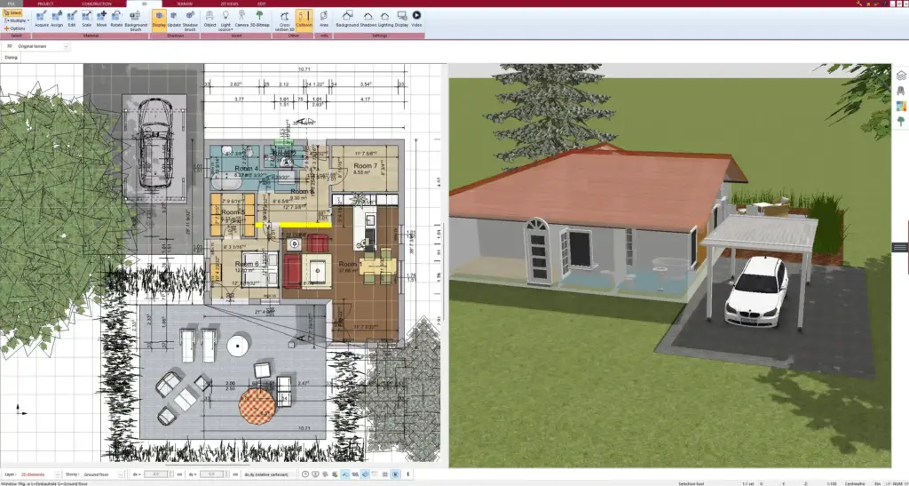 2D floor plan created with Plan7Architect – including walls, doors, and room labels