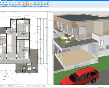 2D floor plan layout created with Plan7Architect – base for mono-pitch roof design