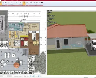 2D floor plan with hip roof layout created in Plan7Architect