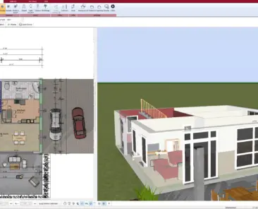 3D interior view of an industrial-style loft designed using Plan7Architect