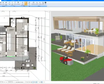 Flat roof design created with Plan7Architect – 2D floor plan view with roof type selected