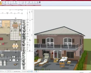 Semi-detached house front view created with Plan7Architect