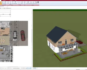 Spacious open-plan farmhouse kitchen and dining area – planned in 3D using Plan7Architect