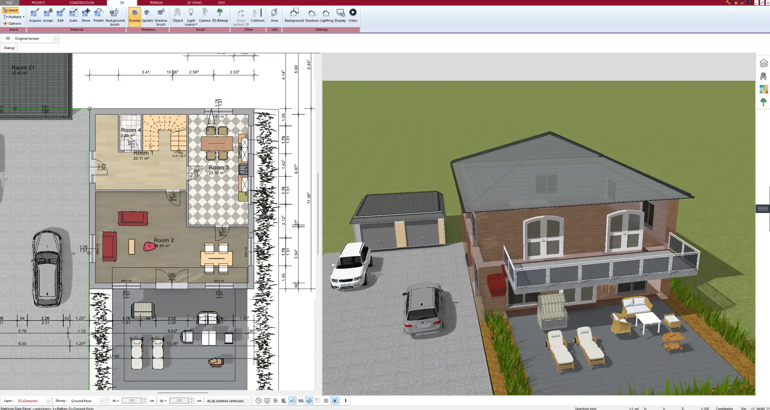 3D Visualization of a Side-by-Side Duplex Designed with Plan7Architect