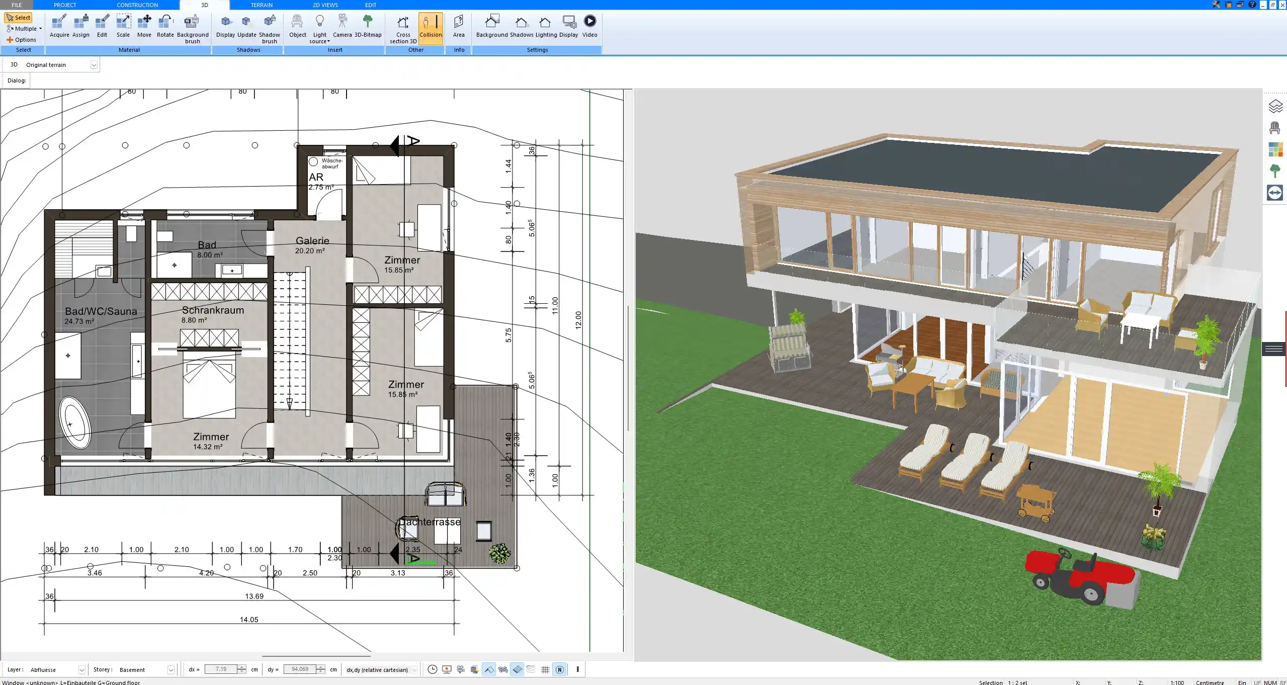 3D house model designed in Plan7Architect Realistic visualization of a modern residential building