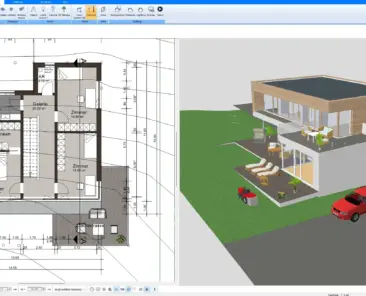 3D visualization of a slope house designed with Plan7Architect software