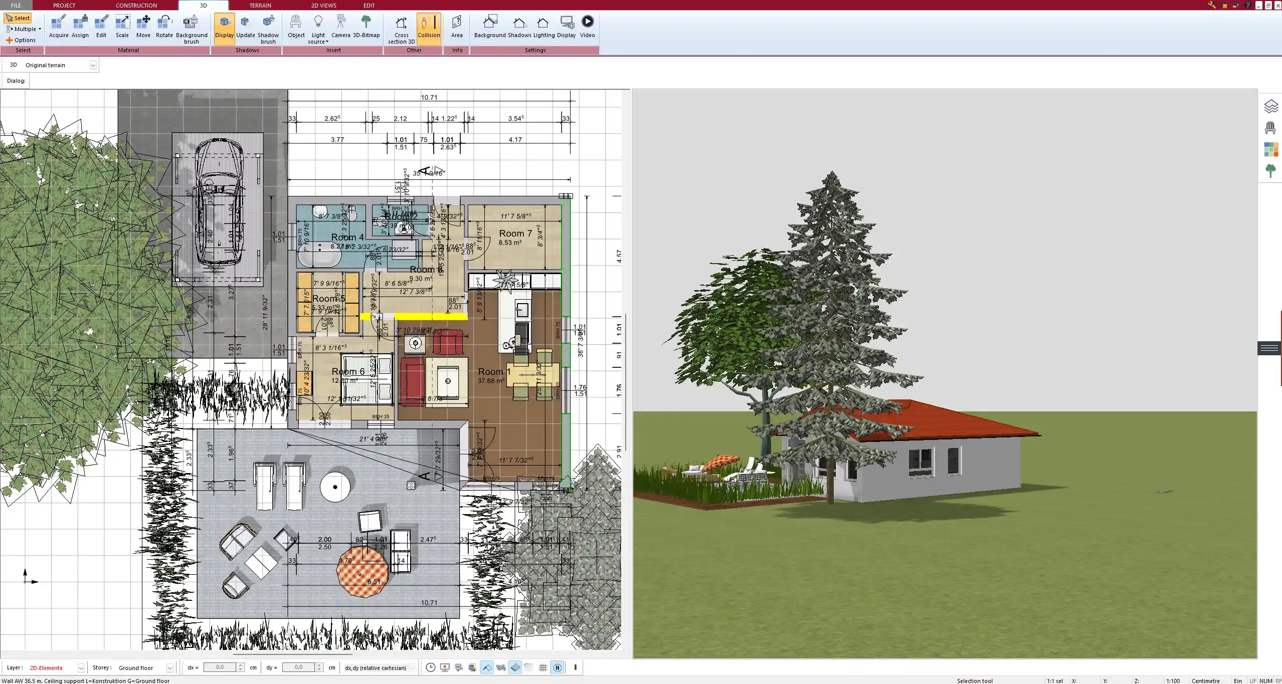 Complete exterior home rendering developed entirely with Plan7Architect software