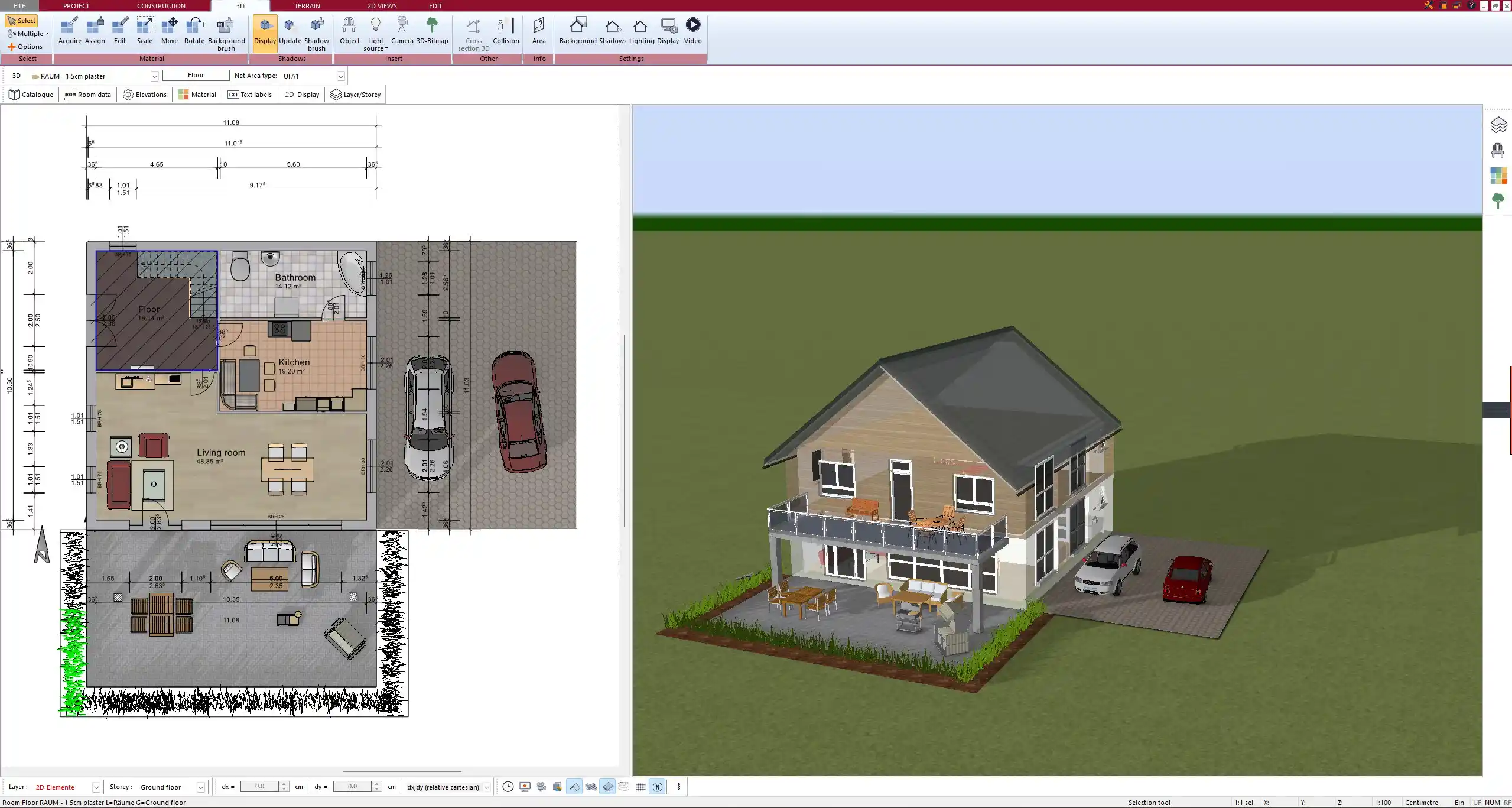 Designed in Plan7Architect 2D floor plan layout with walls, windows, and room names