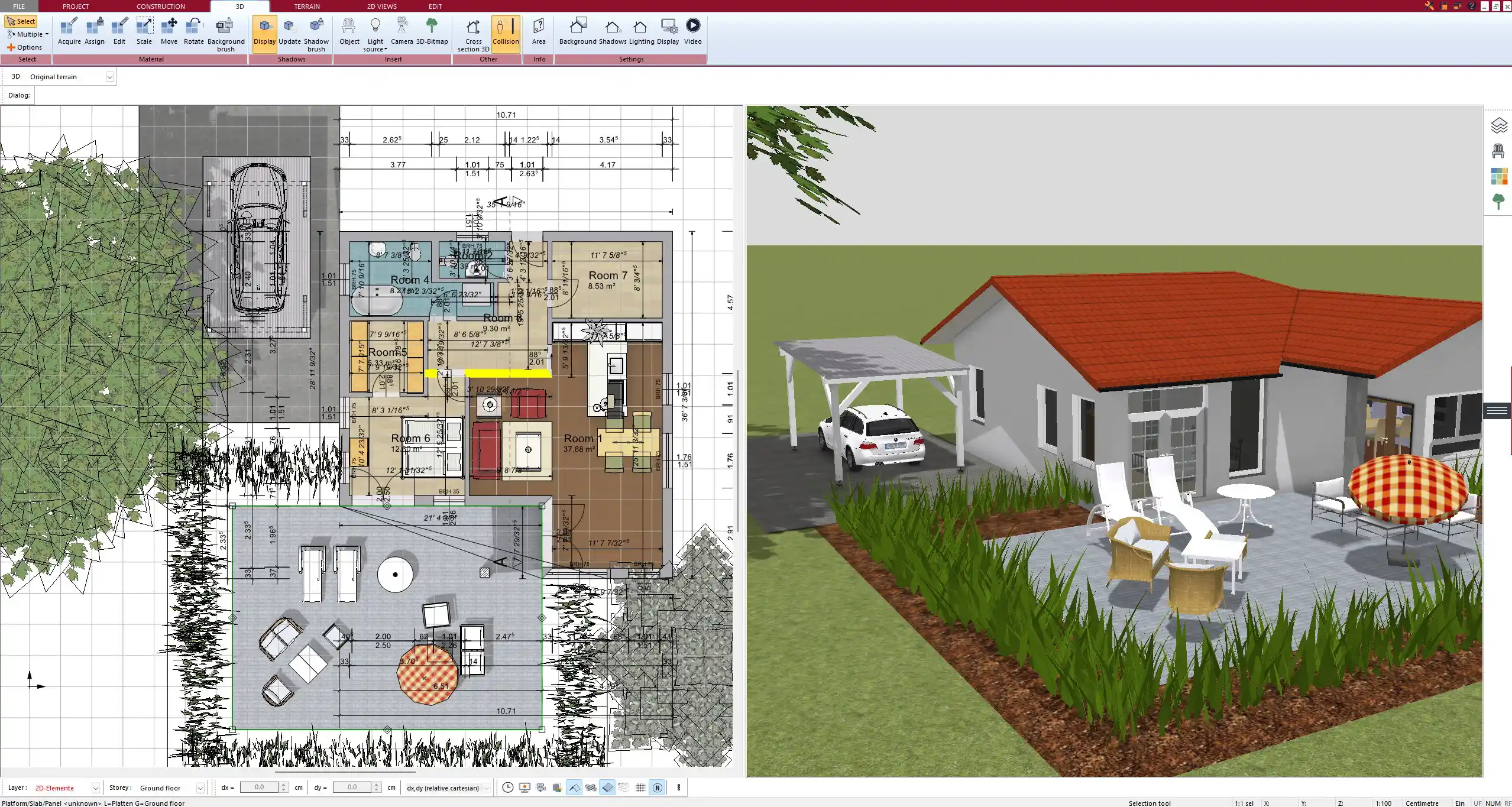 Detailed View of Customized Sloped Ceilings and Wall Heights in Plan7Architect