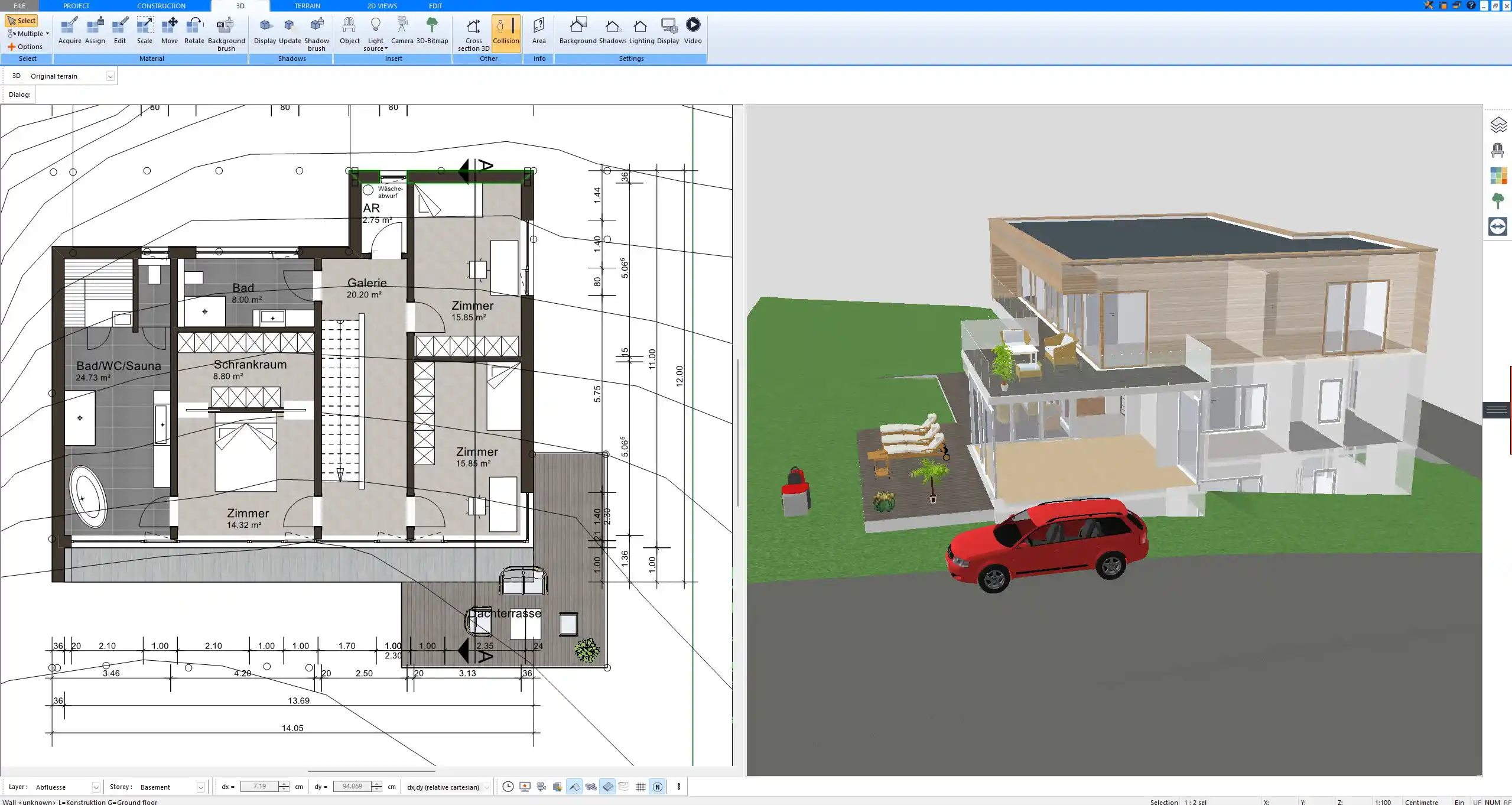 Example of a base floor setup created with Plan7Architect