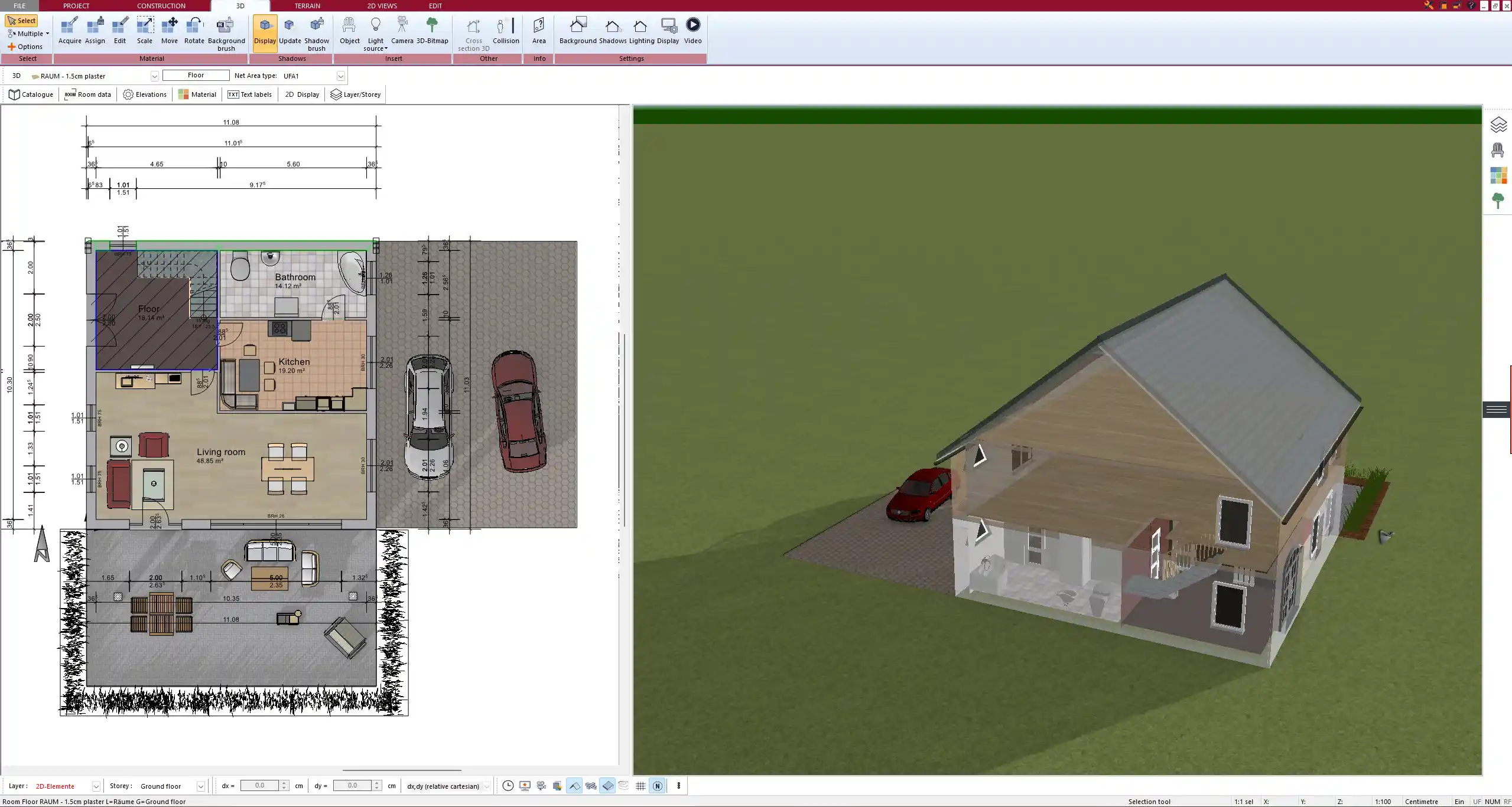 Floor plan created in Plan7Architect with visible outer dimension chains
