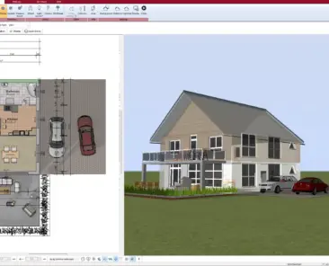 Foundation layout created with Plan7Architect Initial floor slab placement in 2D view