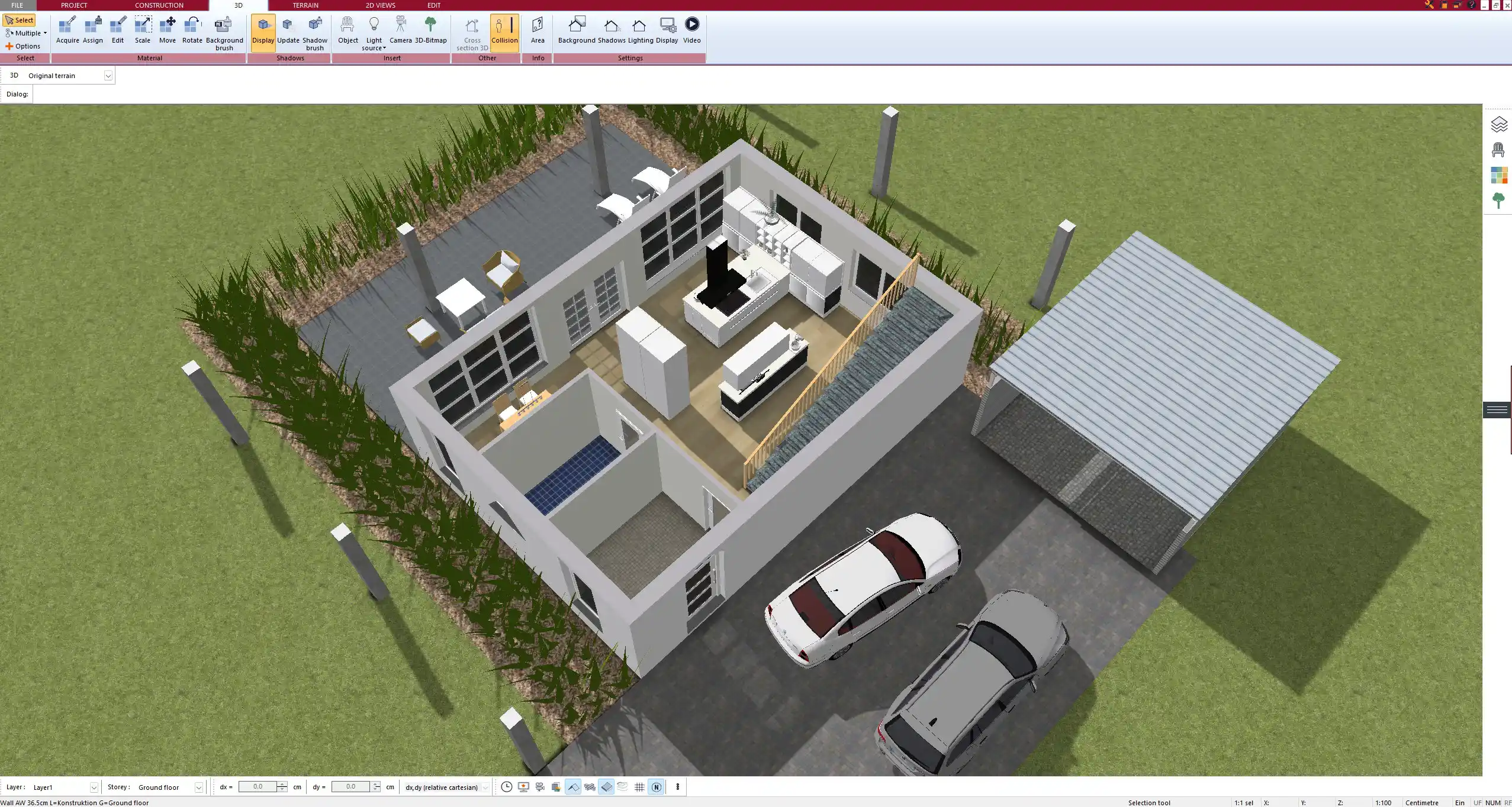 Interior room layout with accurate spacing and dimension lines – planned using Plan7Architect
