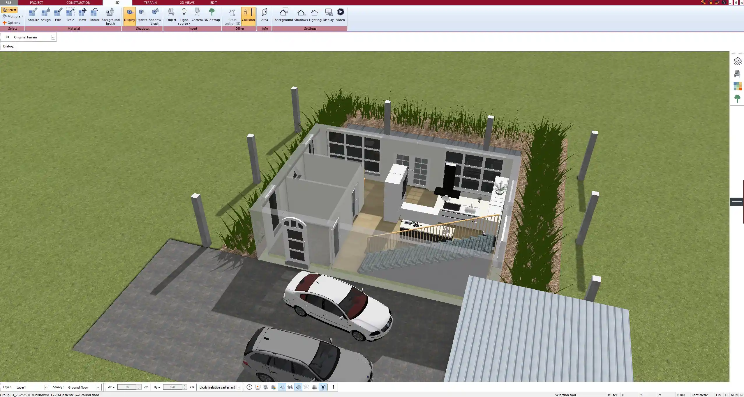 Positioning stairs between split levels with Plan7Architect’s stair planning tool.
