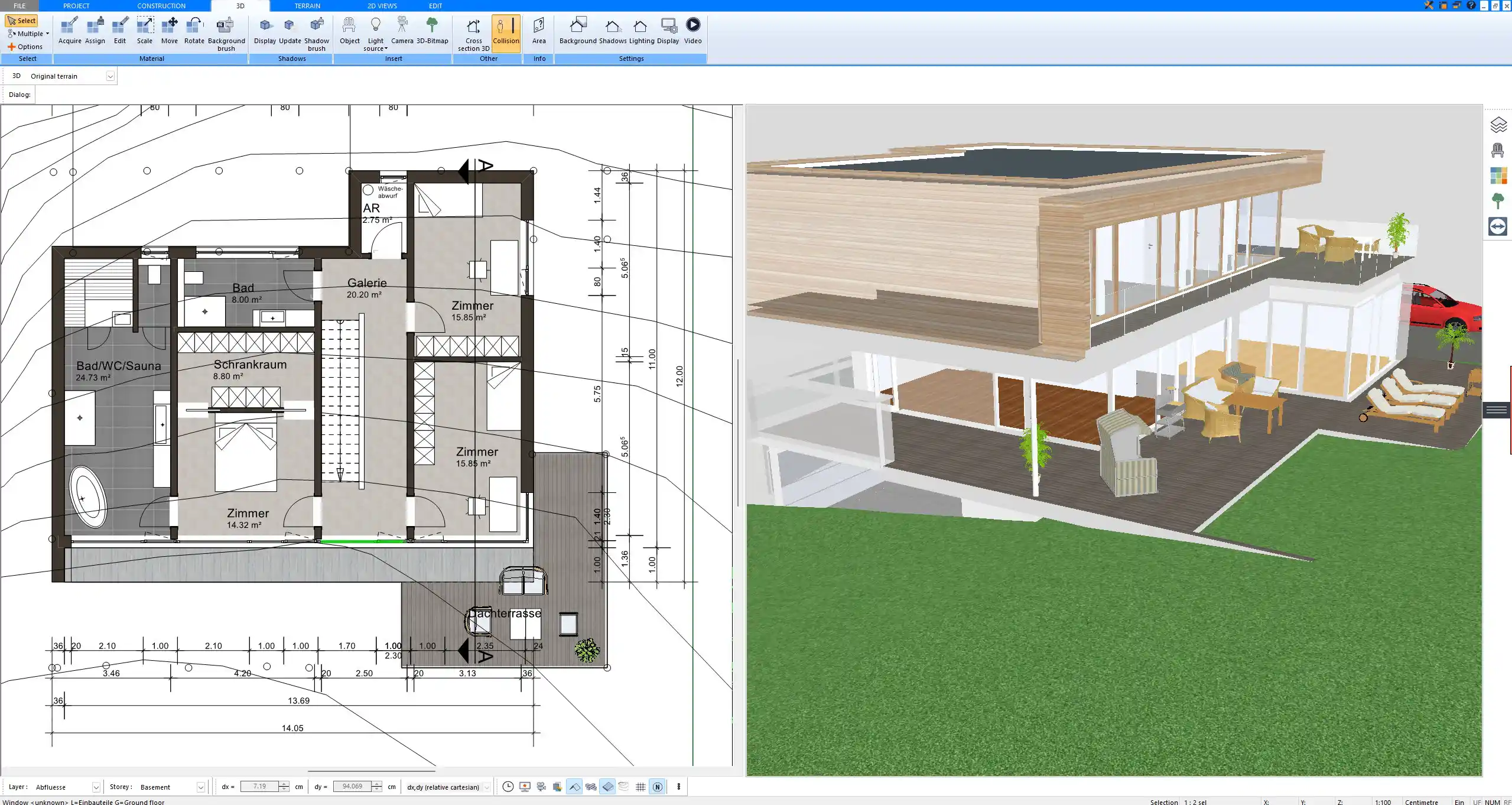 Real-time 3D house model created using Plan7Architect software