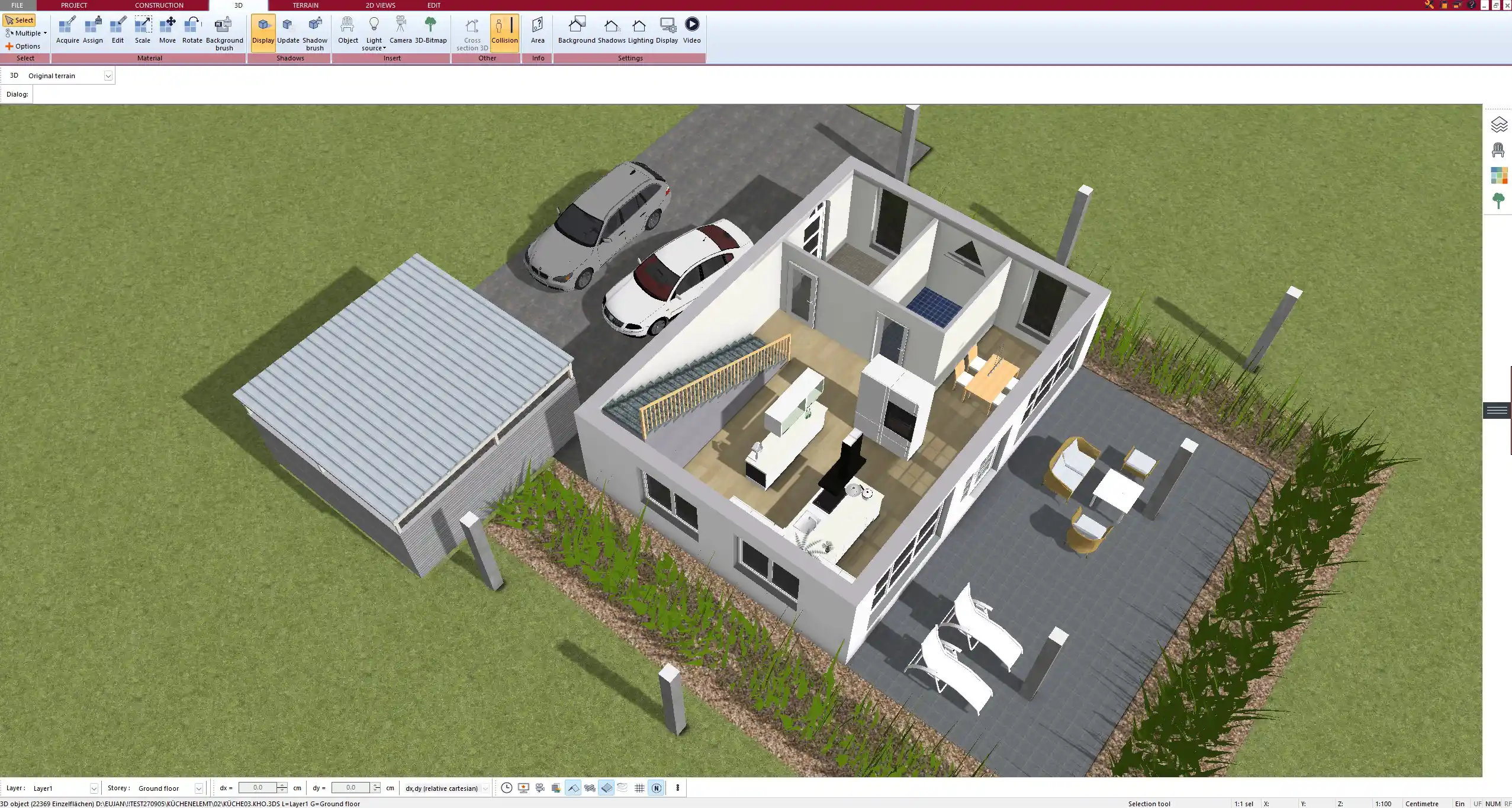 Virtual room design with Plan7Architect 3D view of a wall featuring a modern wallpaper pattern