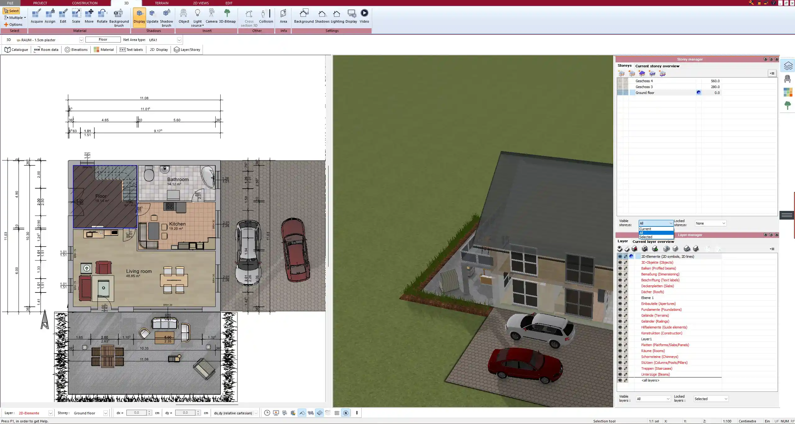 2D floor plan created with Plan7Architect – precise wall and room layout in just minutes