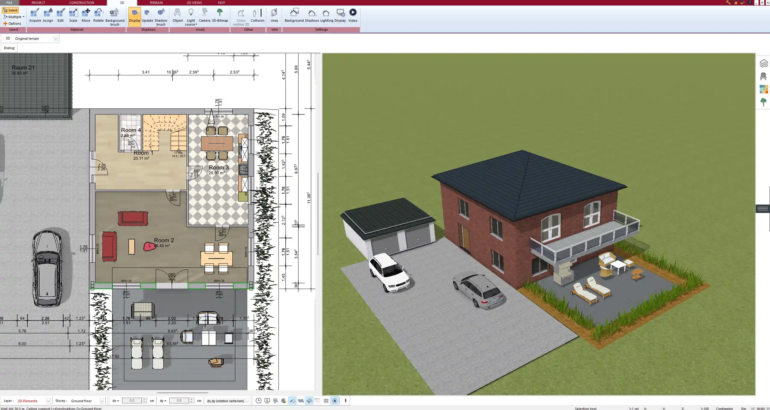 2D floor plan created with Plan7Architekt showing detailed room layout and measurements
