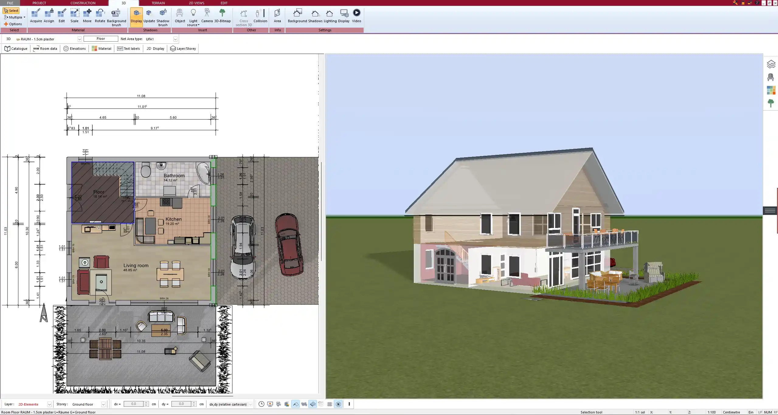 2D floor plan of a Swedish-style house created with Plan7Architect