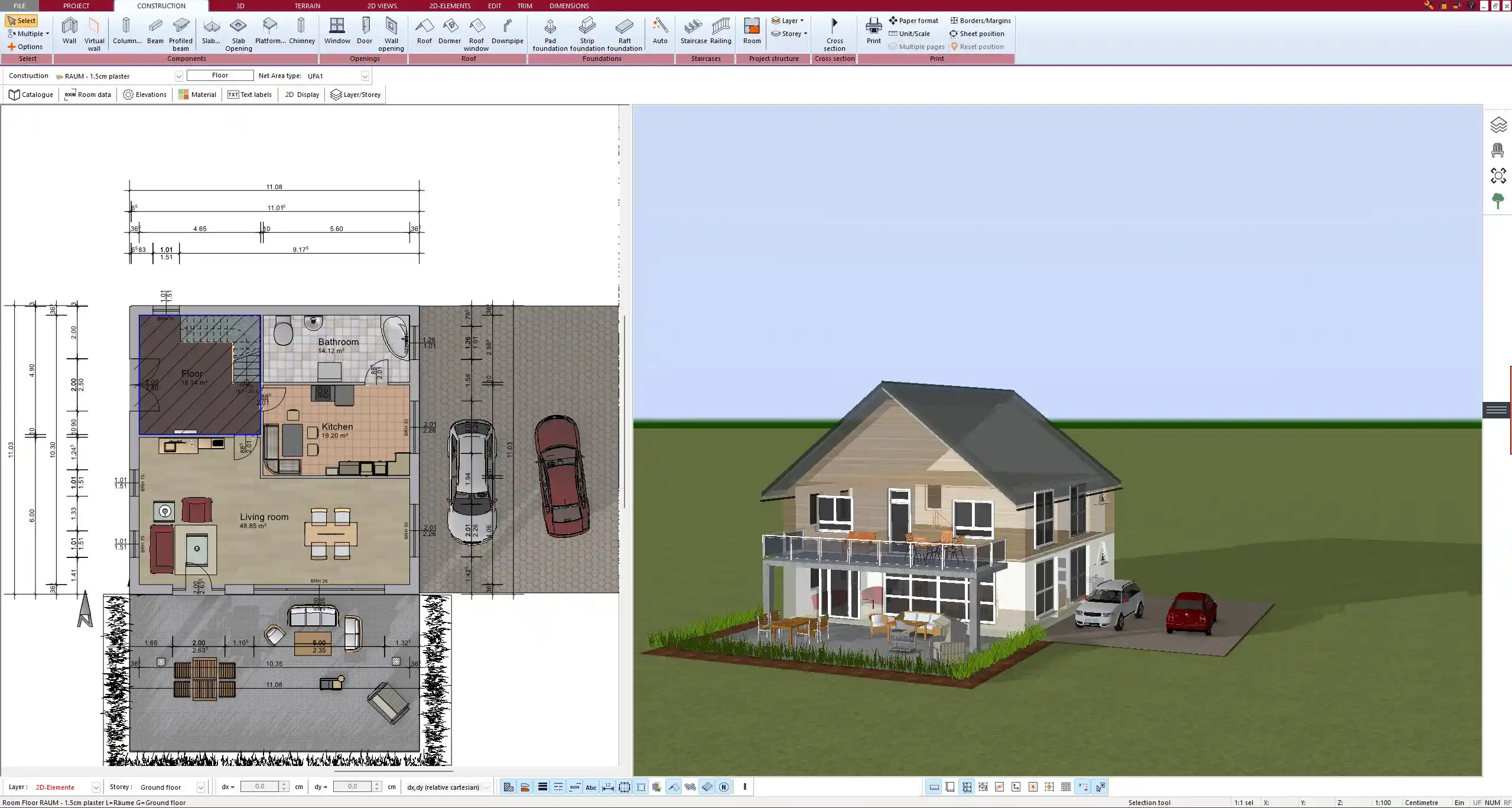 2D floor plan of a modular home layout created with Plan7Architect