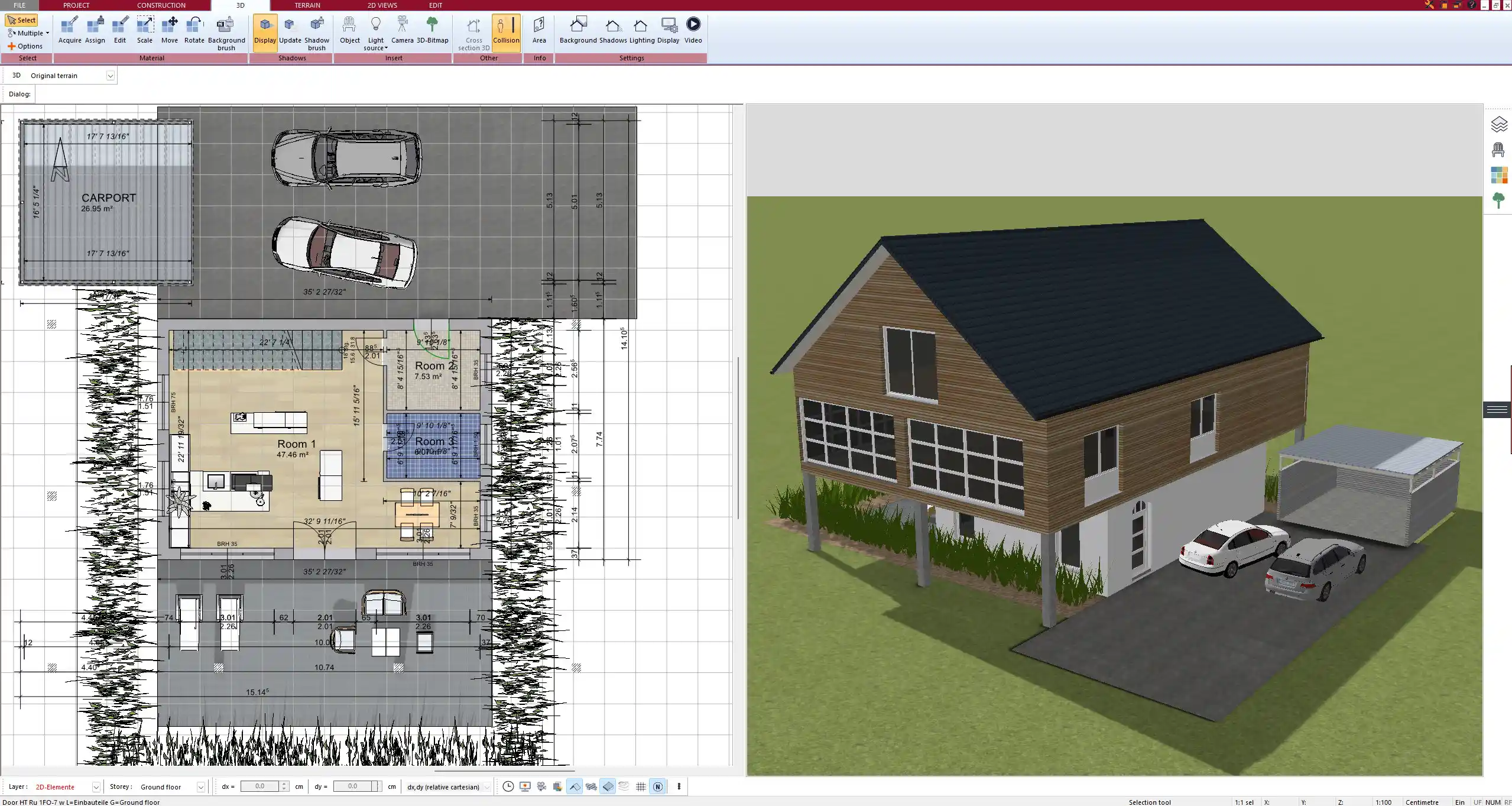 2D floor plan of a prefabricated house created with Plan7Architect