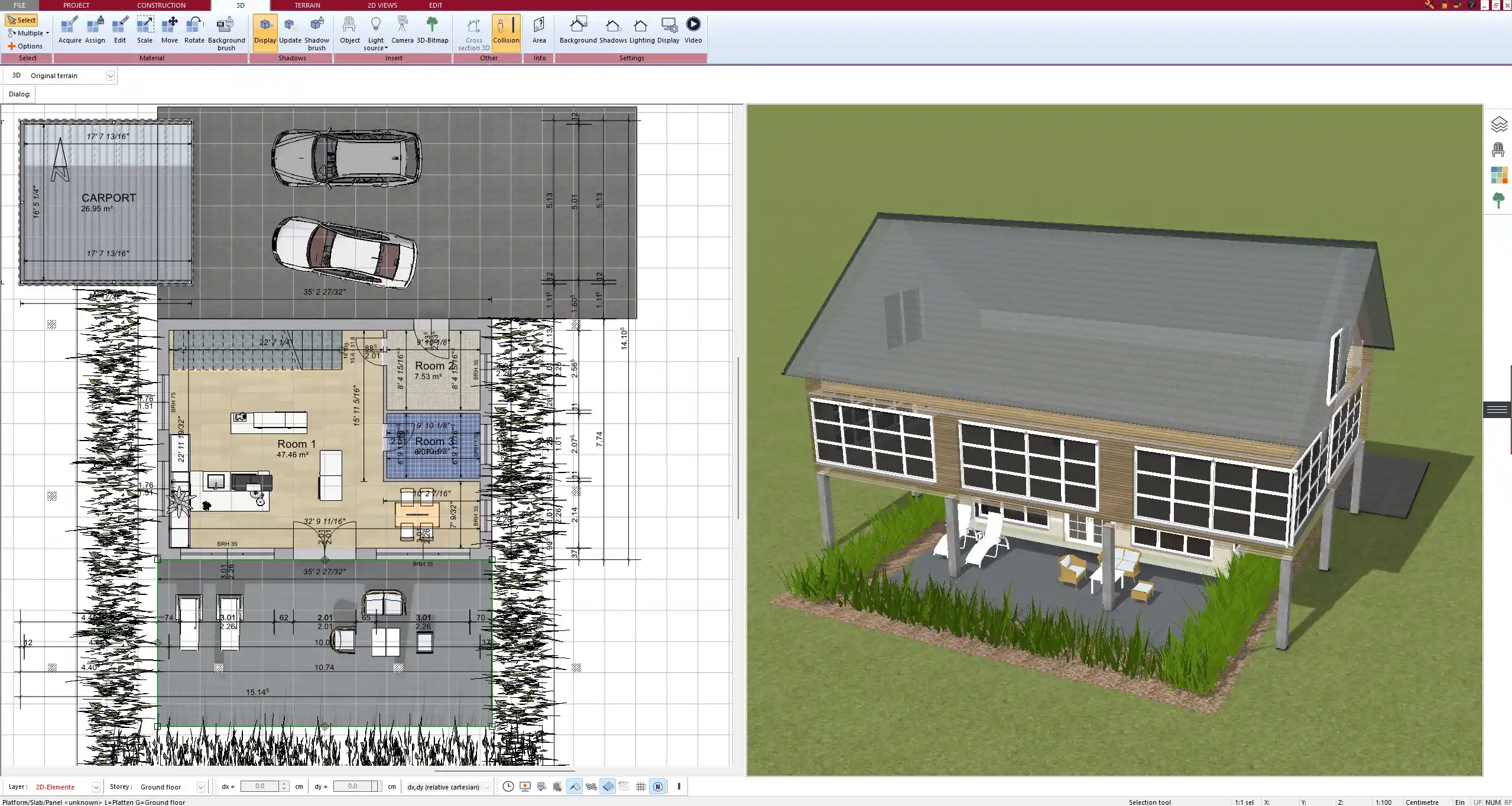 2D floor plan of a row house created in Plan7Architect