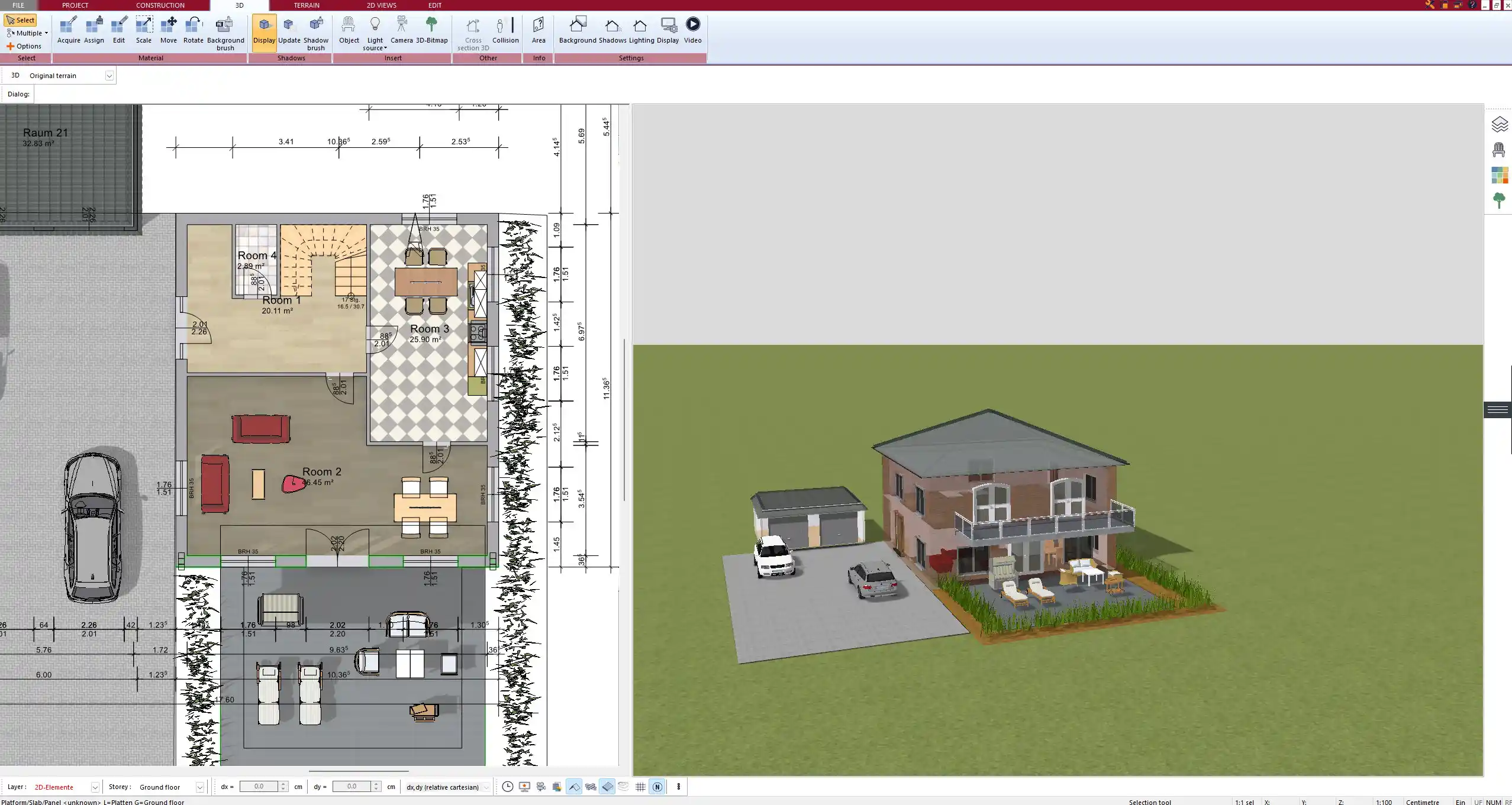 3D exterior view of a Mediterranean-style villa – created with Plan7Architect