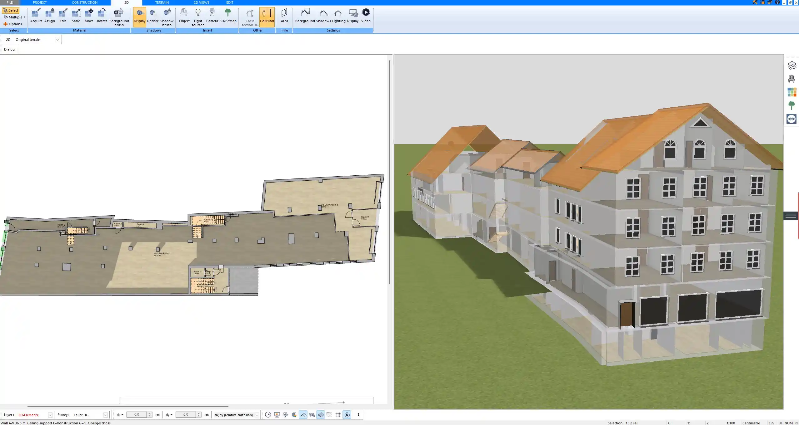 3D riding arena overview designed with Plan7Architect
