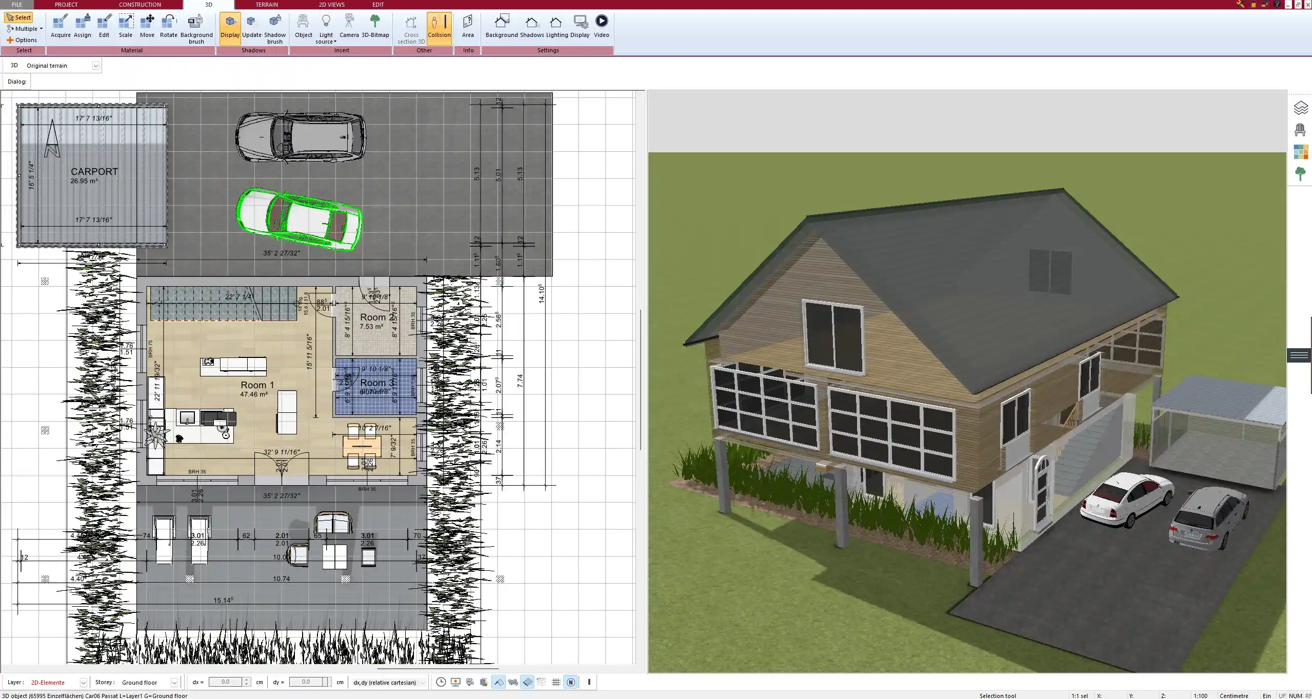 3D visualization of a luxury living area designed using Plan7Architect