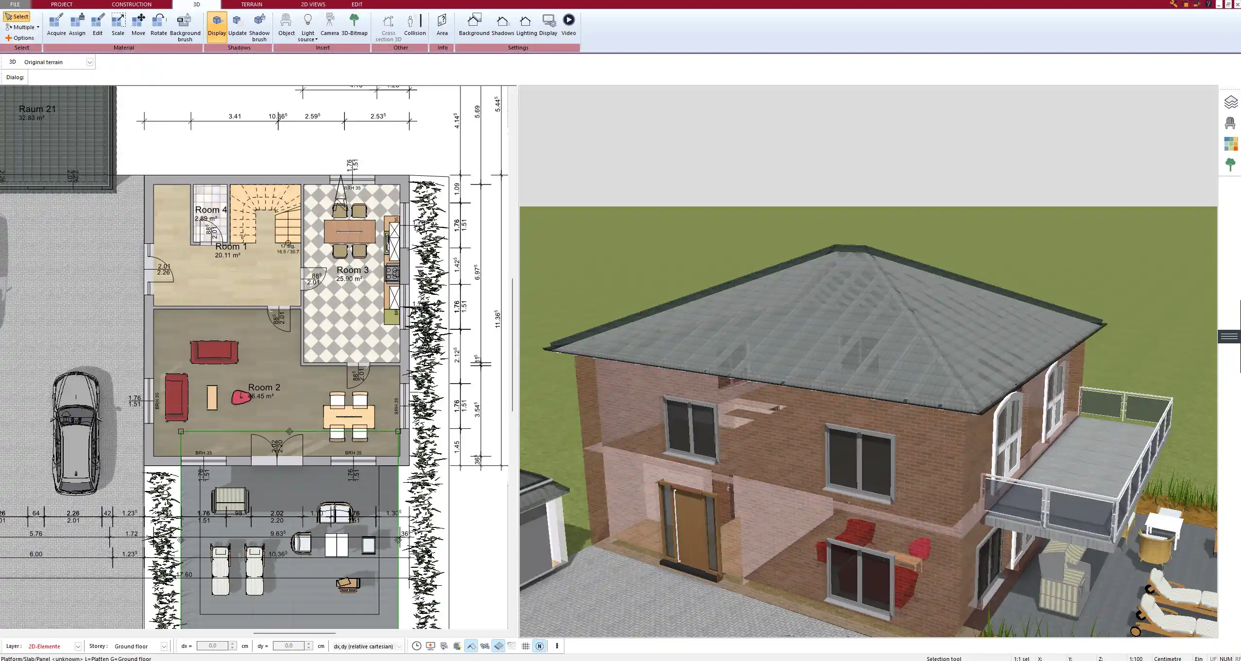 3D visualization of an energy-efficient house – created using Plan7Architect