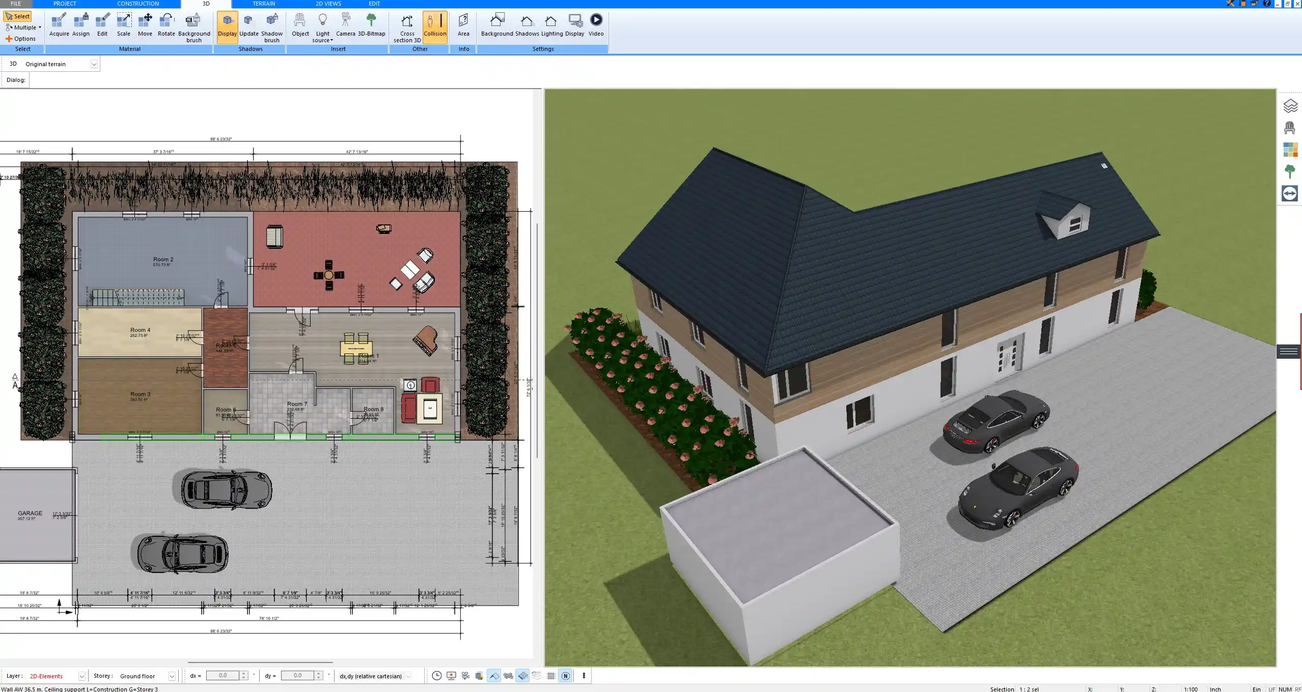 3D visualization of the planned kit house using Plan7Architect software