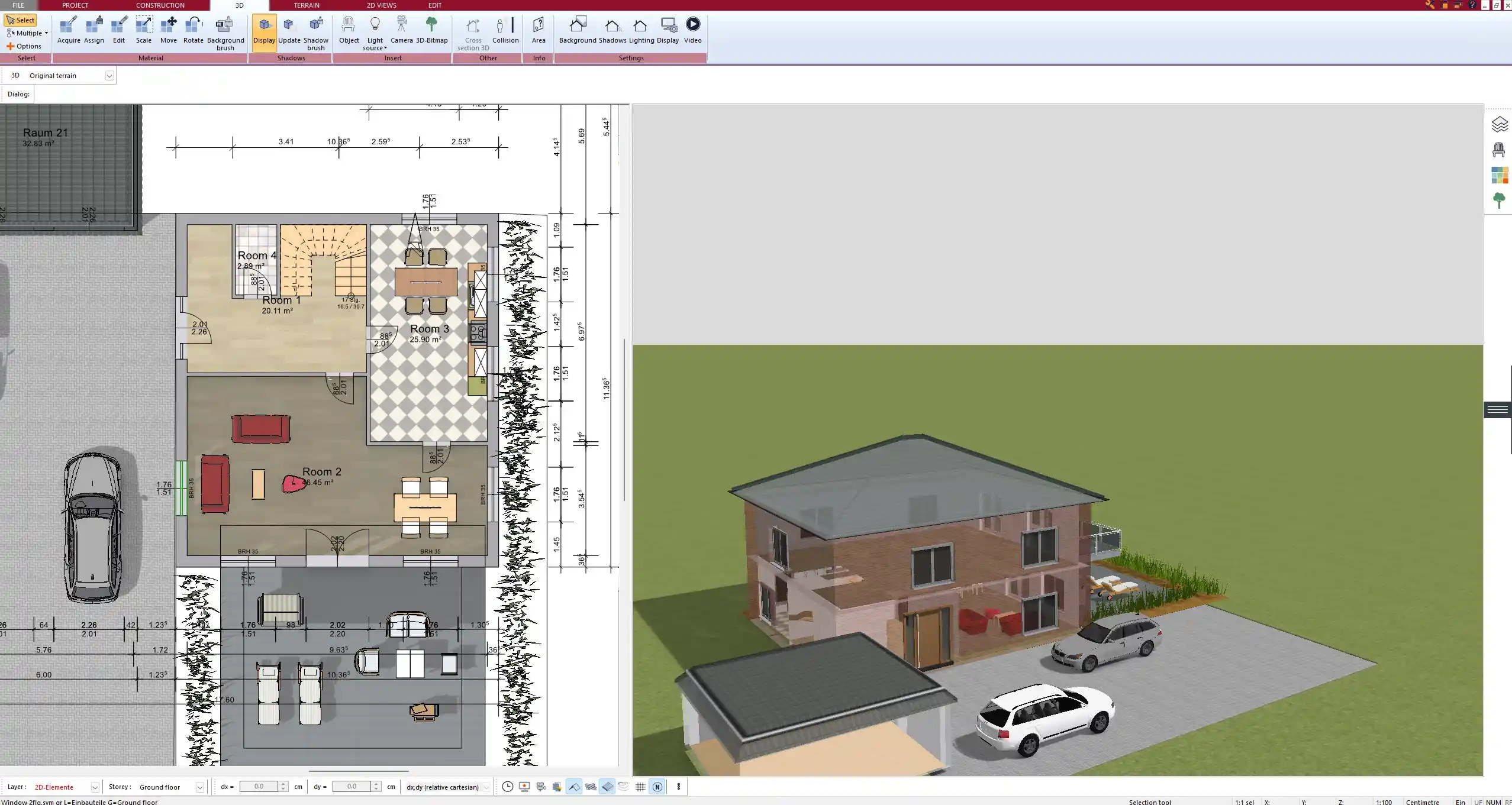 Bathroom floor plan created with Plan7Architect – wall layout and room dimensions in 2D view