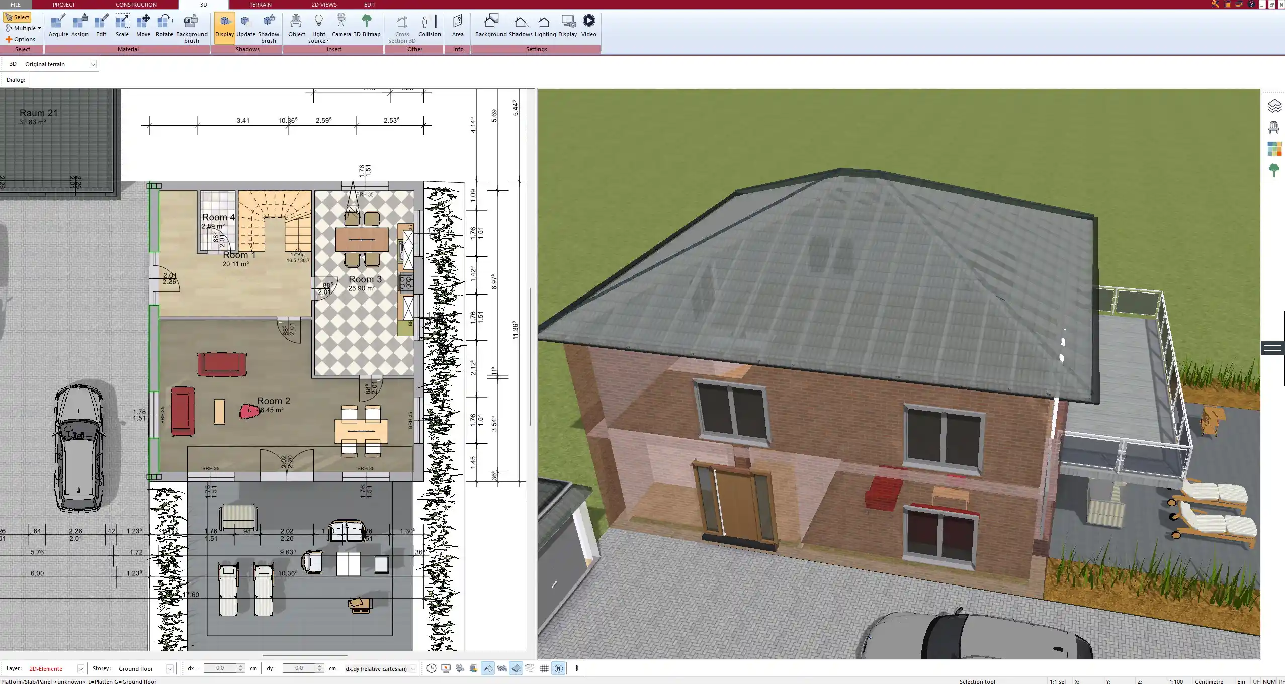 Child-friendly floor plan created with Plan7Architect – open layout with play area and wide hallways