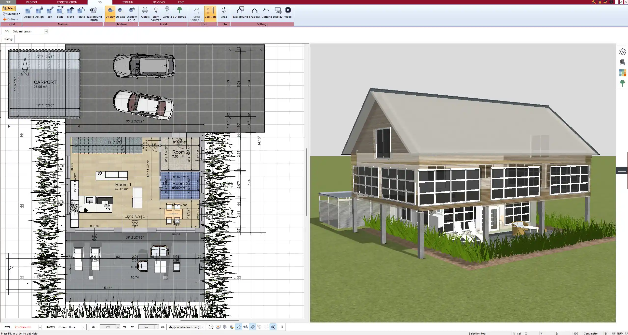 Complete Granny Flat Project Rendered in 3D with Plan7Architect