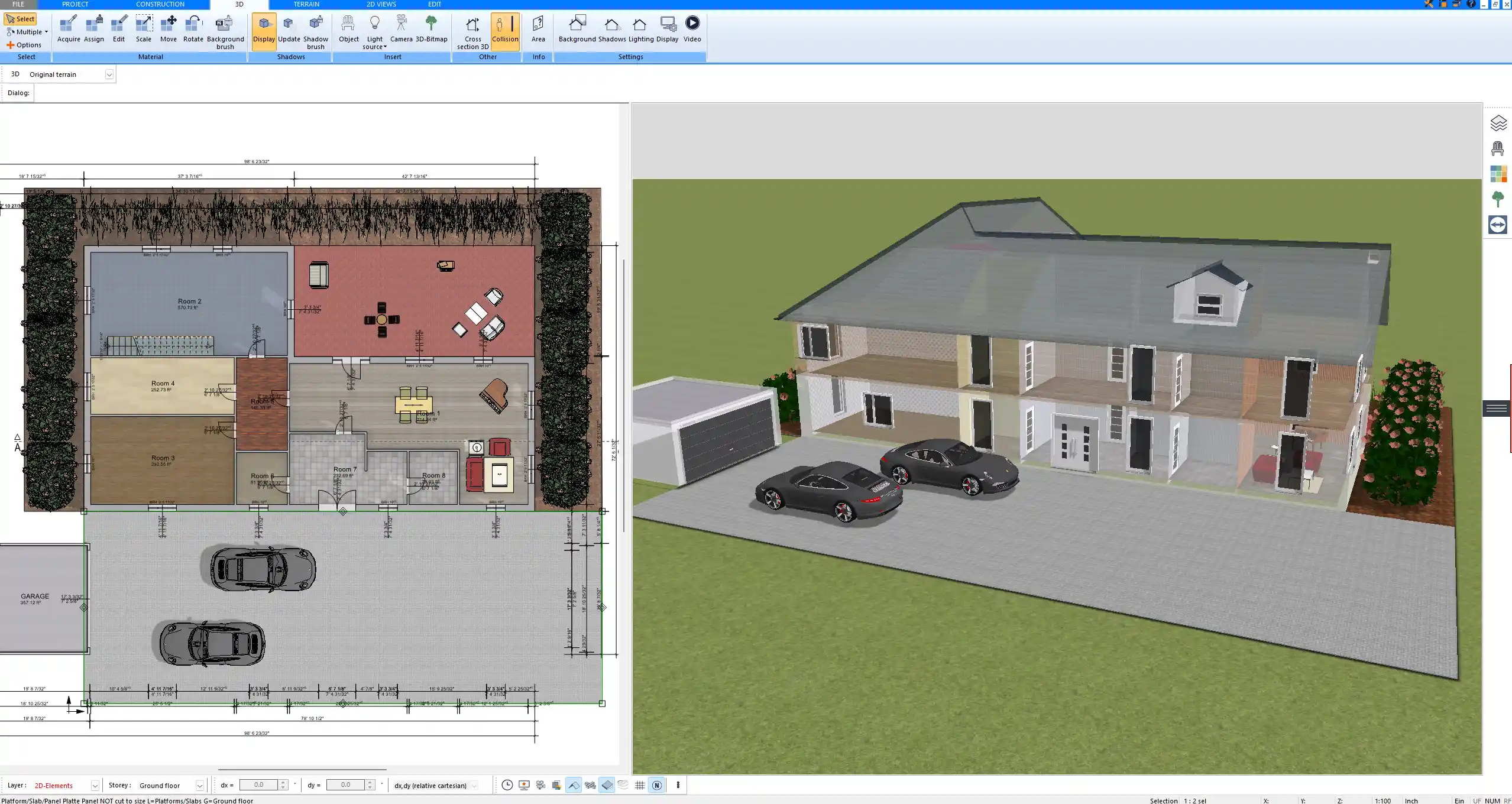 Complete multi-story house project modeled from scratch using Plan7Architect