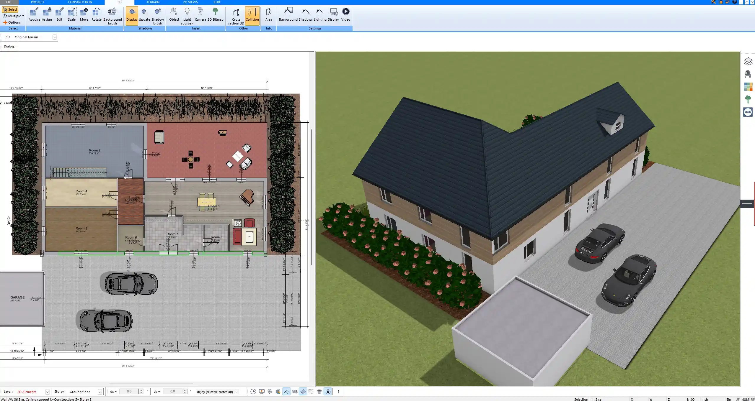 Complete solid house design in 3D perspective view – planned entirely with Plan7Architect